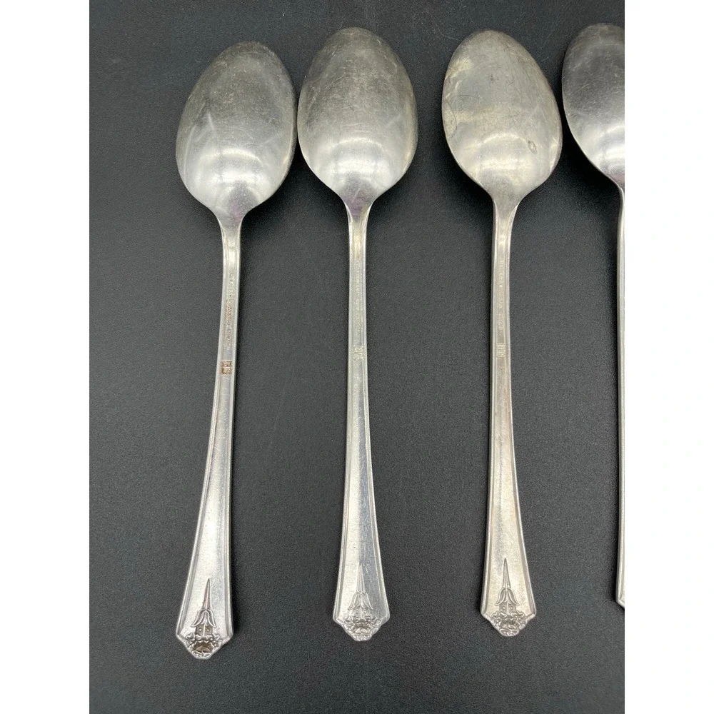 Silver Plate Tablespoon/Serving Spoon Set Of 6 Spring Garden International